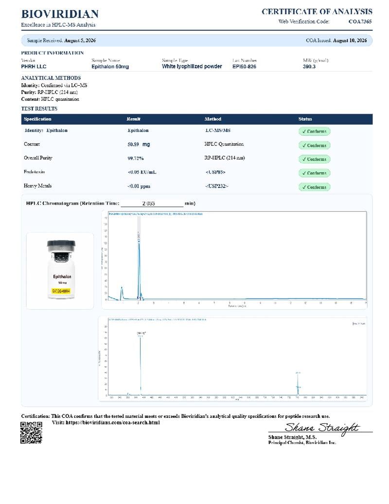 Epithalon (Epitalon) - 50mg COA