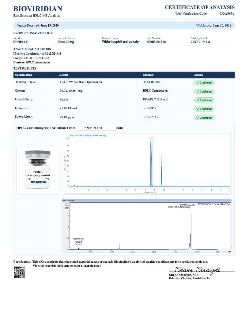 CJC-1295 / Ipamorelin - 10mg / 10mg COA