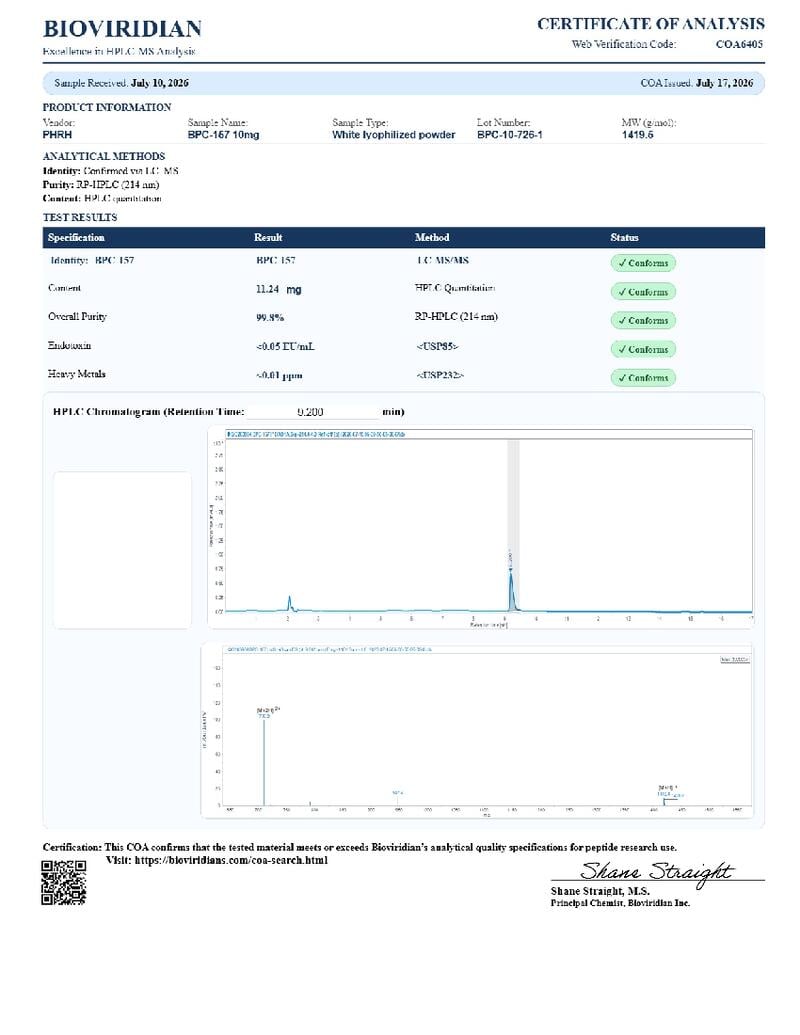 BPC-157 - 10mg COA