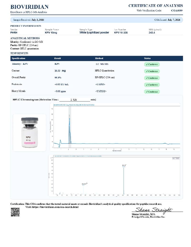 KPV - 10mg COA