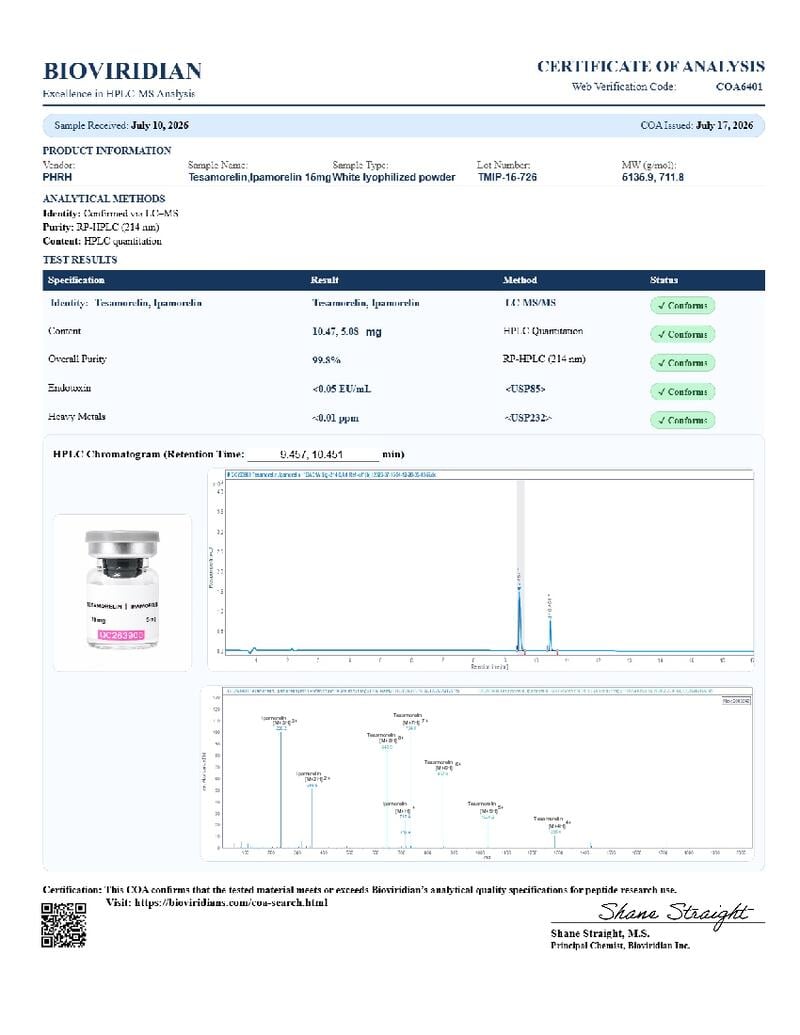 Tesamorelin / Ipamorelin Blend COA