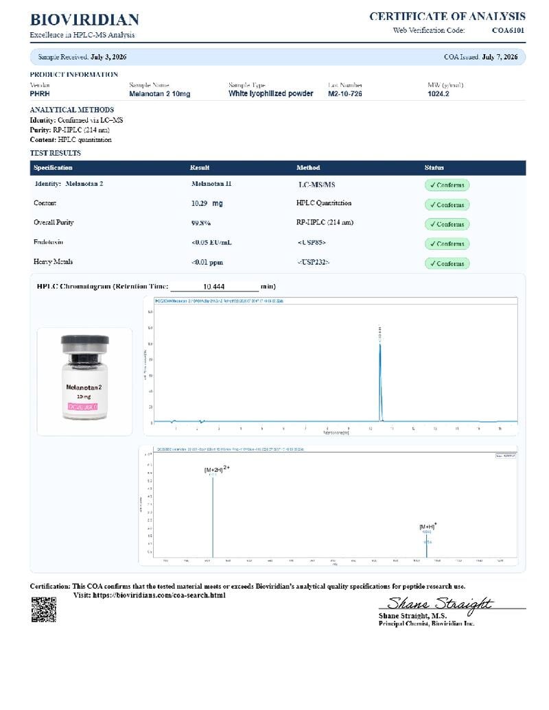 Melanotan 2 - 10mg COA